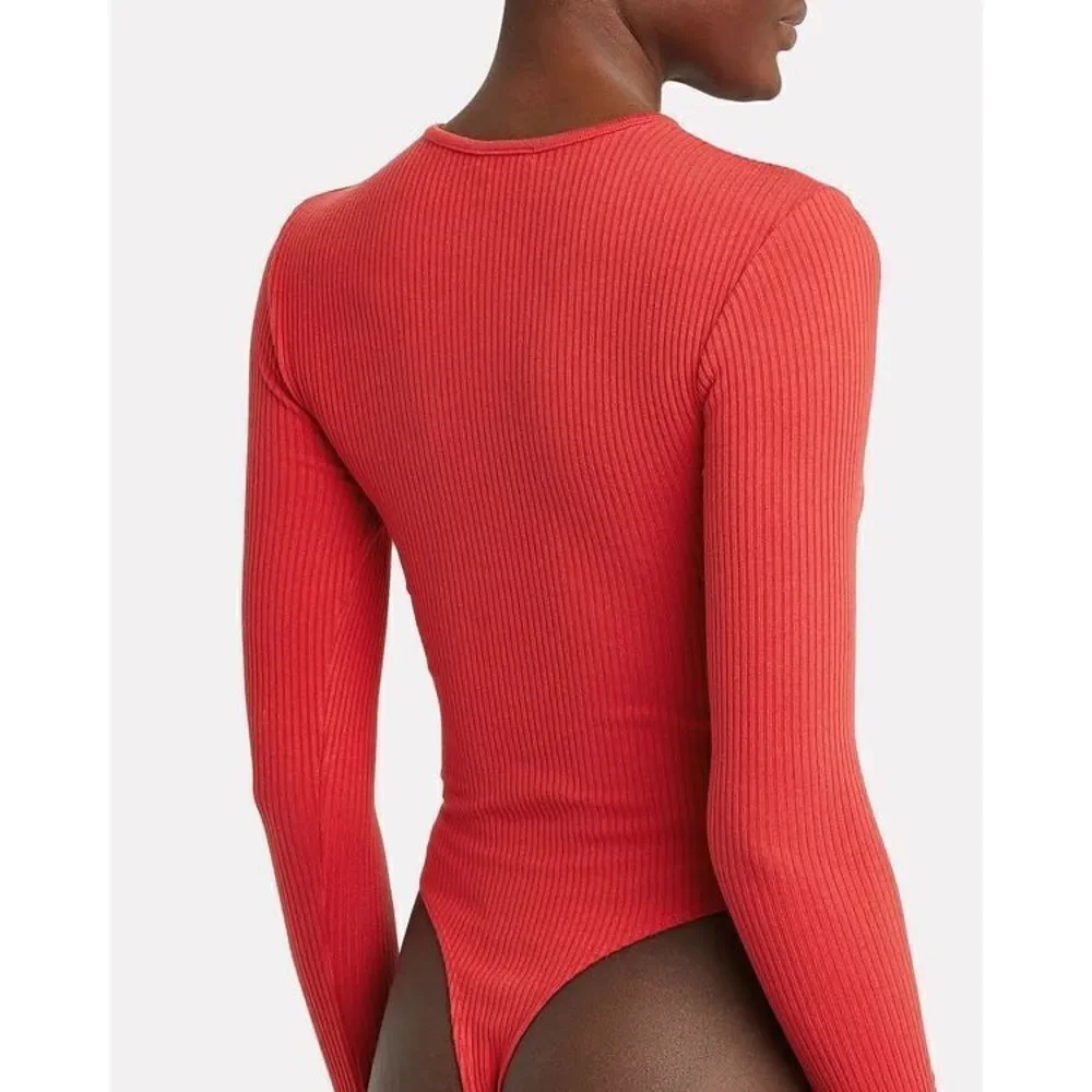 Re/Done 60's Rib Knit Bodysuit Red NEW - Picture 3 of 8